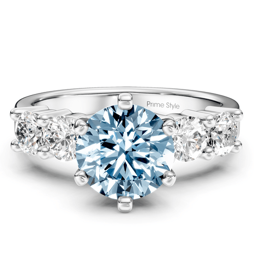1.60 - 4.60 CT Round Cut Fancy Blue Diamonds - Engagement Ring - Primestyle.com