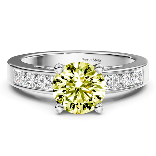 1.50-4.50 CT Princess & Round Cut Fancy Yellow Diamonds - Engagement Ring
