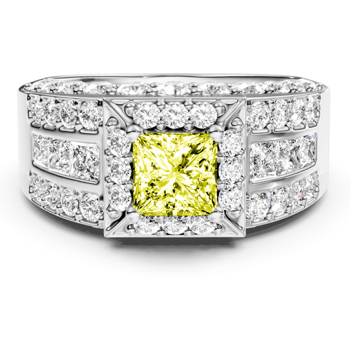 3.45 - 6.45 CT Princess & Round Cut Fancy Yellow Diamonds - Engagement Ring - Primestyle.com