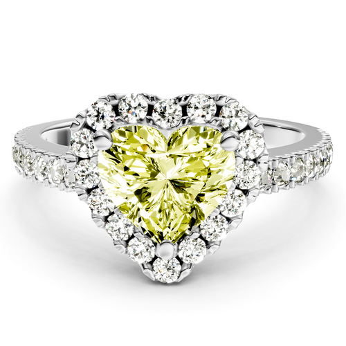 1.45-4.45 CT Heart & Round Cut Fancy Yellow Diamonds - Engagement Ring