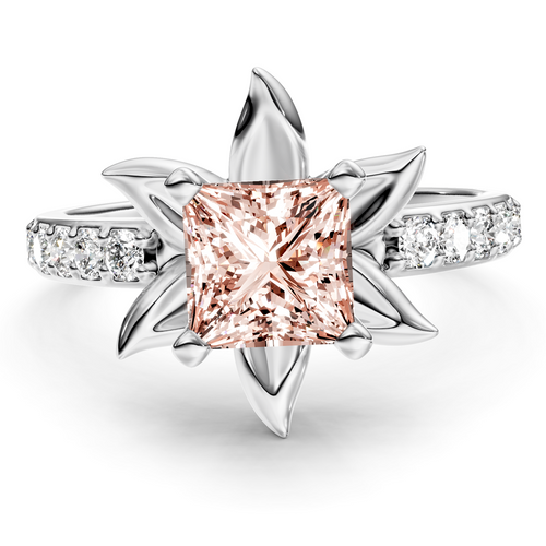 1.25-4.25 CT Princess & Round Cut Fancy Pink Diamonds - Engagement Ring