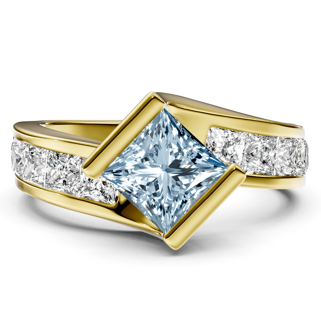 2.60-5.60 CT Princess Cut Fancy Blue Diamonds - Engagement Ring