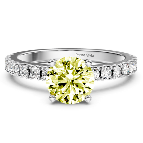 1.40-4.40 CT Round Cut Fancy Yellow Diamonds - Engagement Ring