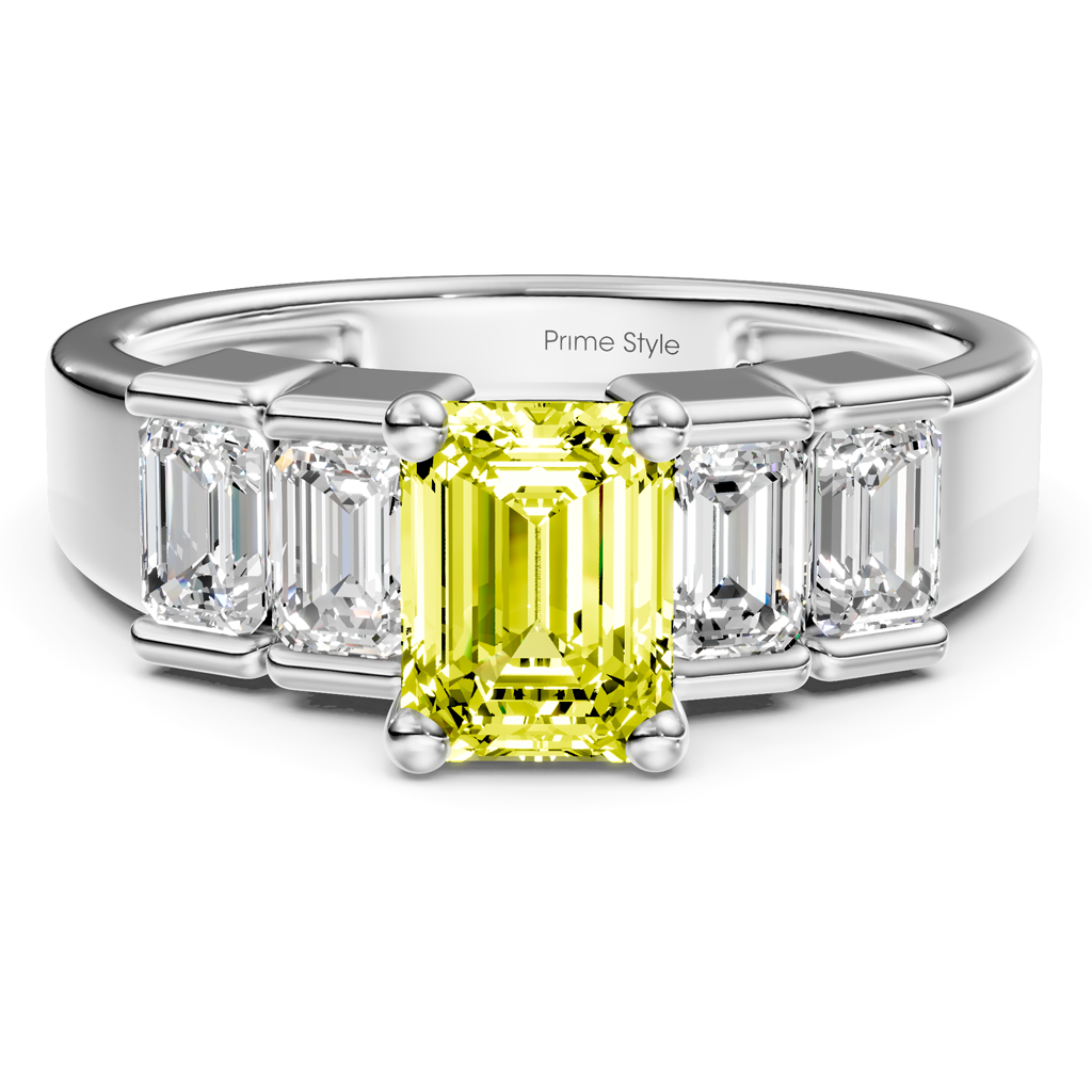1.80-4.80 CT Princess &amp; Round Cut Fancy Yellow Diamonds - Engagement Ring