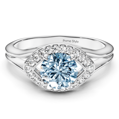 1.10-4.10 CT Round Cut Fancy Blue Diamonds - Engagement Ring