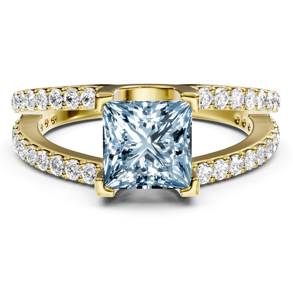 1.50-4.50 CT Princess & Round Cut Fancy Blue Diamonds - Engagement Ring