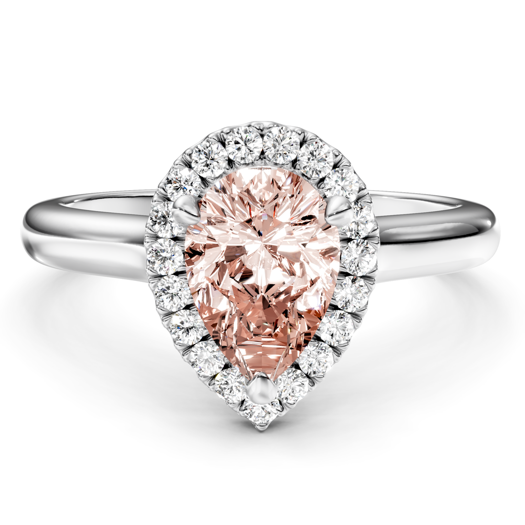 1.20-4.20 CT Pear &amp; Round Cut Fancy Pink Diamonds - Engagement Ring