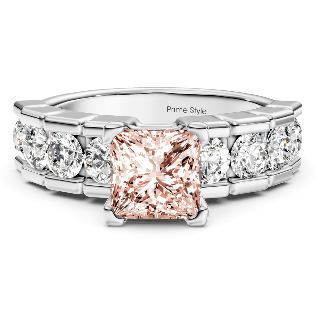 2.05-5.05 CT Princess &amp; Round Cut Fancy Pink Diamonds - Engagement Ring