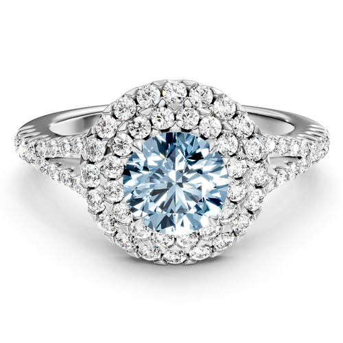 1.49-4.49 CT Round Cut Fancy Blue Diamonds - Engagement Ring