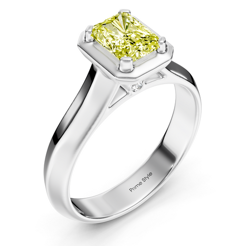 1.02-4.02 CT Radiant & Round Cut Fancy Yellow Diamonds - Engagement Ring