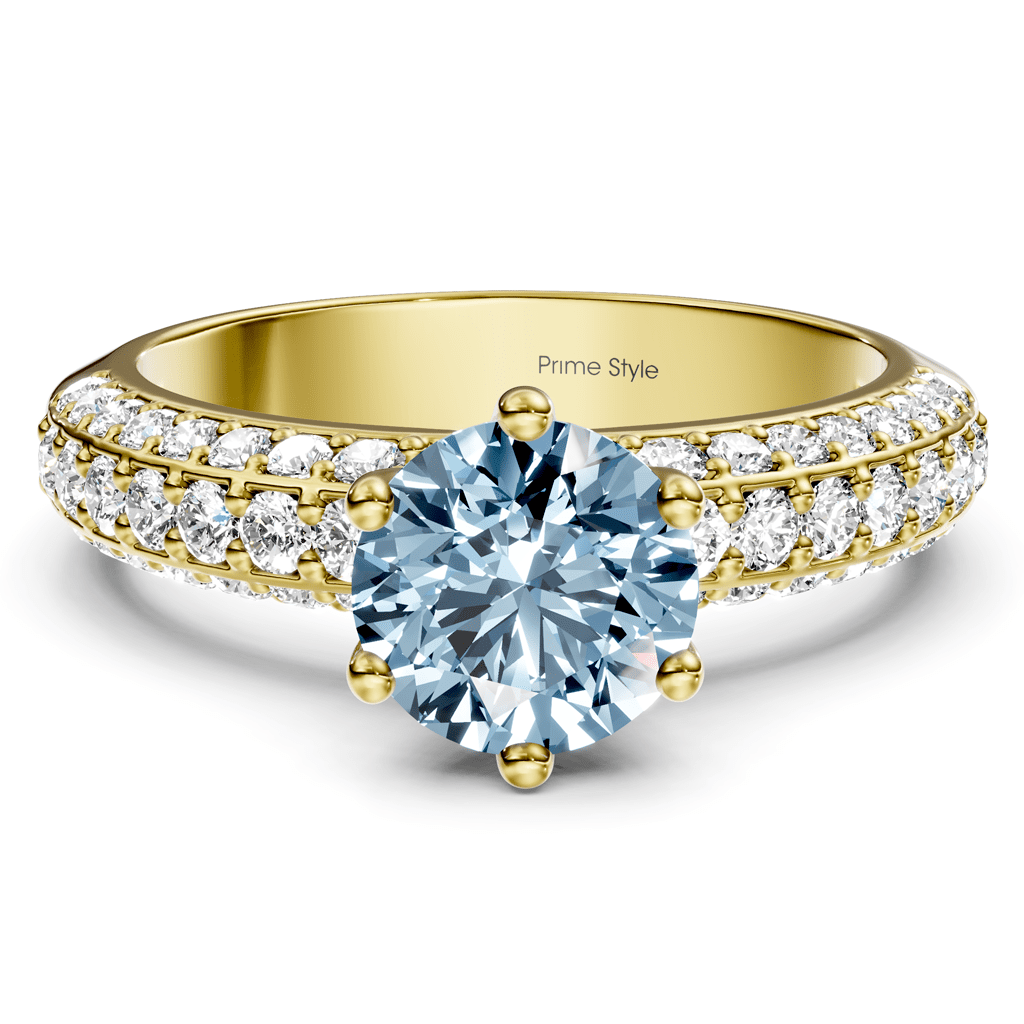 1.60 - 4.60 CT Round Cut Fancy Blue Diamonds - Engagement Ring - Primestyle.com