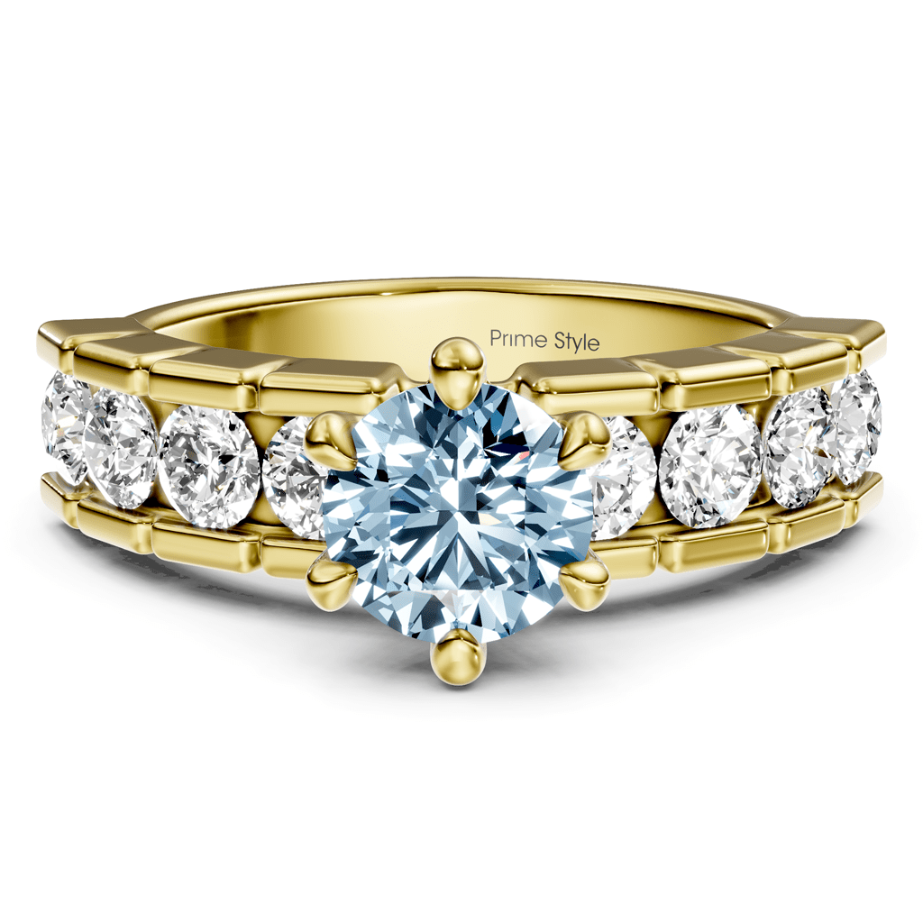 2.05 - 5.05 CT Round Cut Fancy Blue Diamonds - Engagement Ring - Primestyle.com