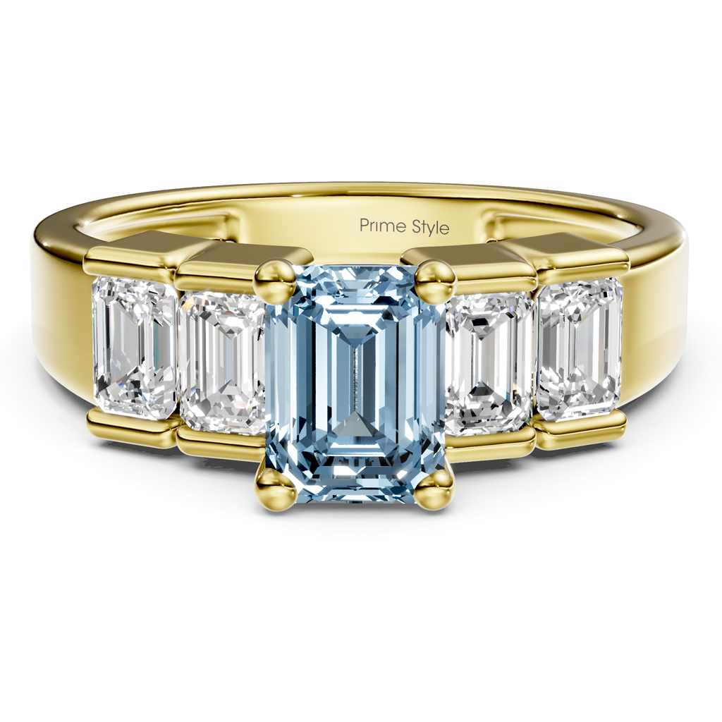 2.30-5.30 CT Emerald Cut Fancy Blue Diamonds - Engagement Ring