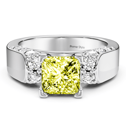 1.65 - 4.65 CT Princess & Round Cut Fancy Yellow Diamonds - Engagement Ring - Primestyle.com