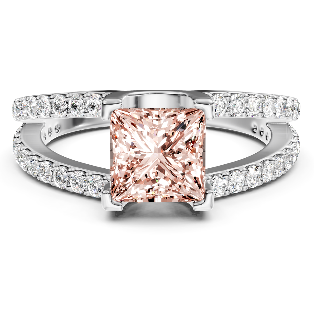 1.50-4.50 CT Princess &amp; Round Cut Fancy Pink Diamonds - Engagement Ring