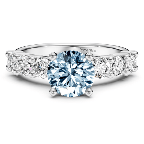 1.90 - 4.90 CT Round Cut Fancy Blue Diamonds - Engagement Ring - Primestyle.com