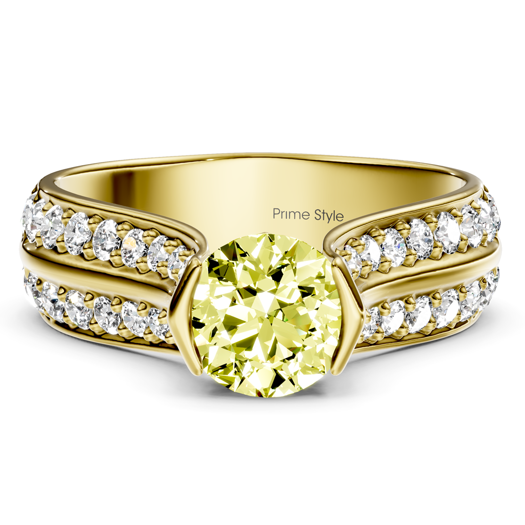 1.65-4.65 CT Round Cut Fancy Yellow Diamonds - Engagement Ring