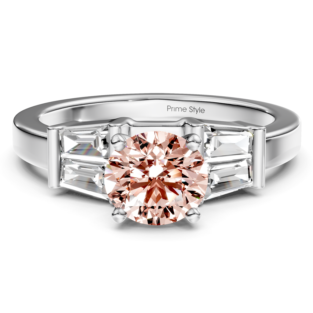 1.40-4.40 CT Round &amp; Taper Cut Fancy Pink Diamonds - Engagement Ring