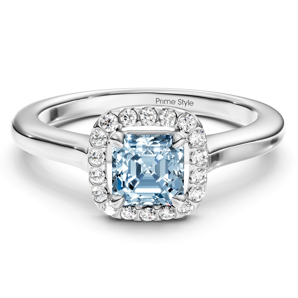 1.15-4.15 CT Ascher &amp; Round Cut Fancy Blue Diamonds - Engagement Ring