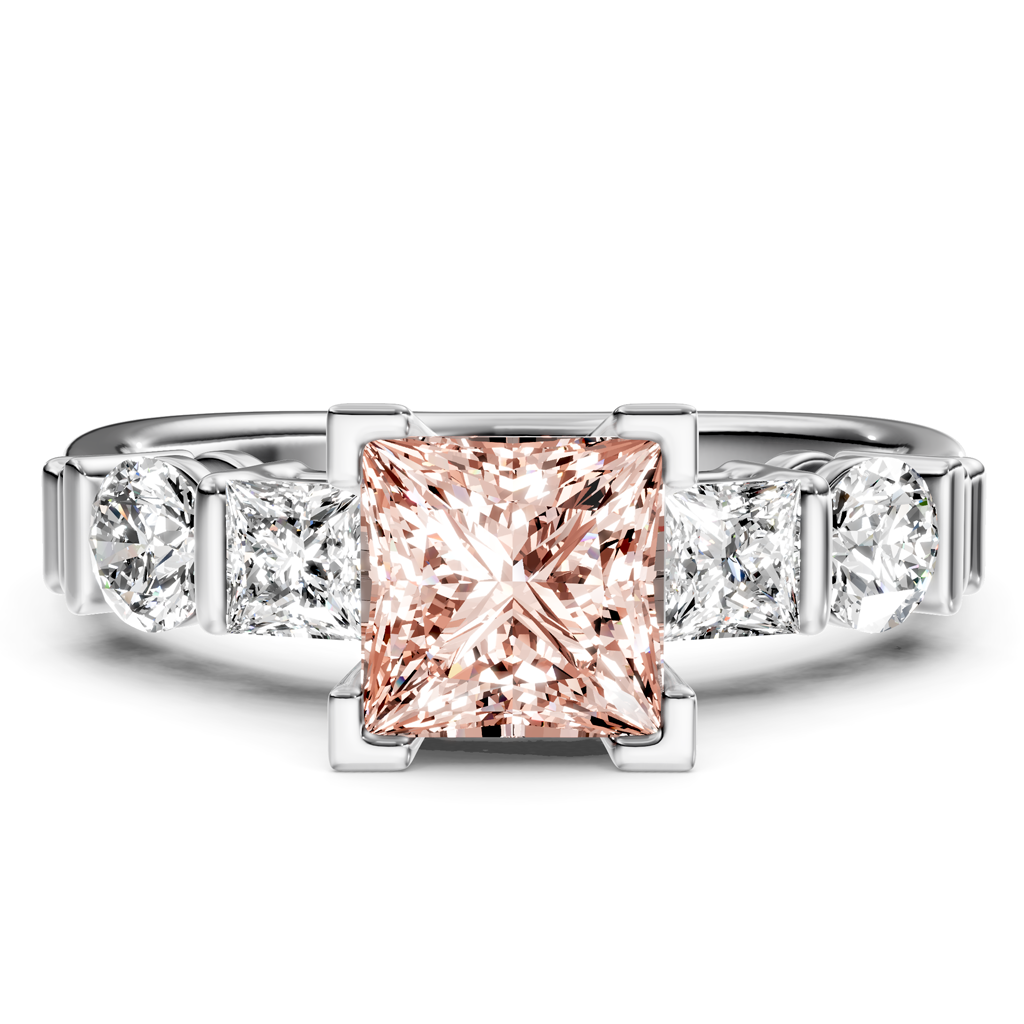 1.70-4.70 CT Princess &amp; Round Cut Fancy Pink Diamonds - Engagement Ring