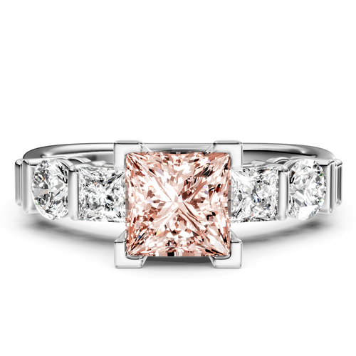 1.70-4.70 CT Princess & Round Cut Fancy Pink Diamonds - Engagement Ring