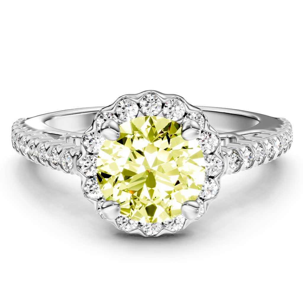 1.35-4.35 CT Round Cut Fancy Yellow Diamonds - Engagement Ring