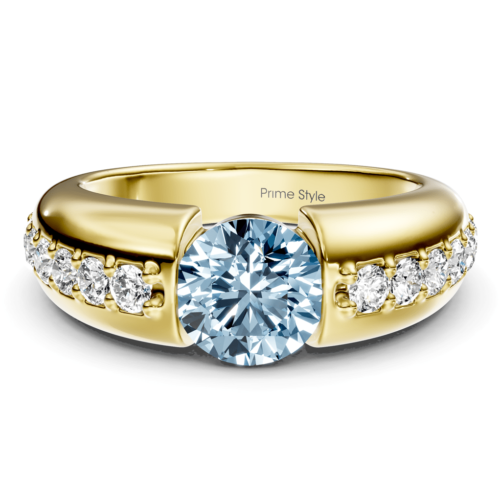 1.50 - 4.50 CT Round Cut Fancy Blue Diamonds - Engagement Ring - Primestyle.com