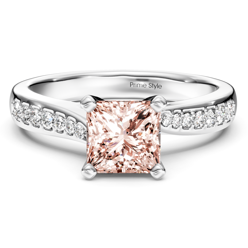 1.15-4.15 CT Princess &amp; Round Cut Fancy Pink Diamonds - Engagement Ring
