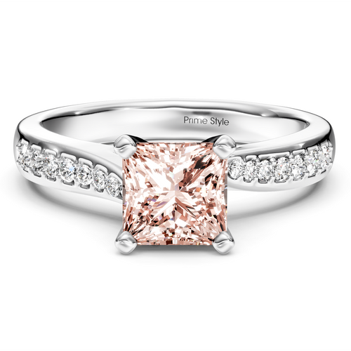 1.15-4.15 CT Princess & Round Cut Fancy Pink Diamonds - Engagement Ring