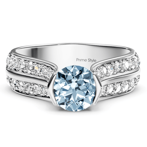 1.65 - 4.65 CT Round Cut Fancy Blue Diamonds - Engagement Ring - Primestyle.com