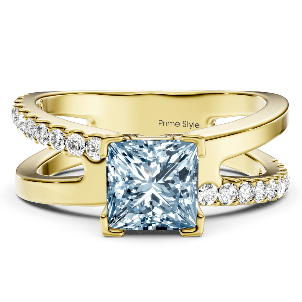 1.25 - 4.25 CT Princess &amp; Round Cut Fancy Blue Diamonds - Engagement Ring - Primestyle.com