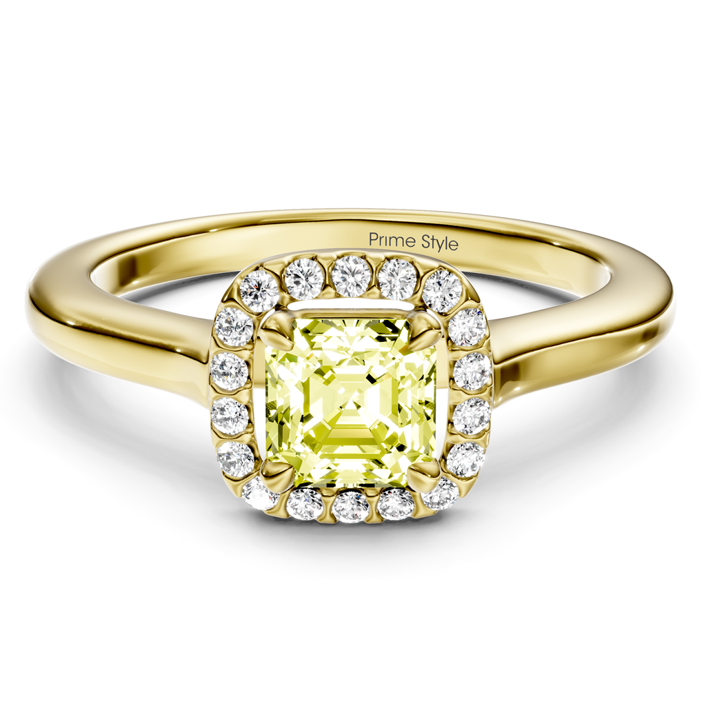 1.15-4.15 CT Ascher &amp; Round Cut Fancy Yellow Diamonds - Engagement Ring