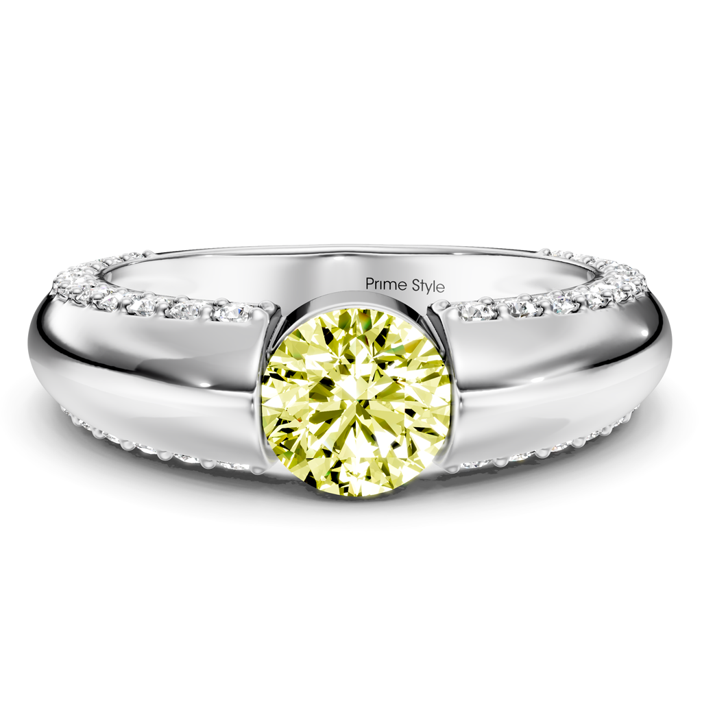 1.65-4.65 CT Round Cut Fancy Yellow Diamonds - Engagement Ring