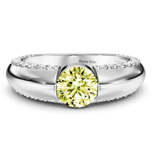 1.65-4.65 CT Round Cut Fancy Yellow Diamonds - Engagement Ring
