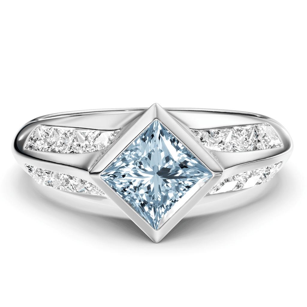 2.00 - 5.00 CT Princess Cut Fancy Blue Diamonds - Engagement Ring - Primestyle.com