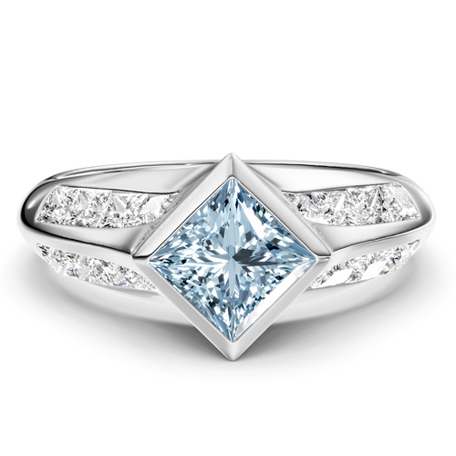 2.00-5.00 CT Princess Cut Fancy Blue Diamonds - Engagement Ring
