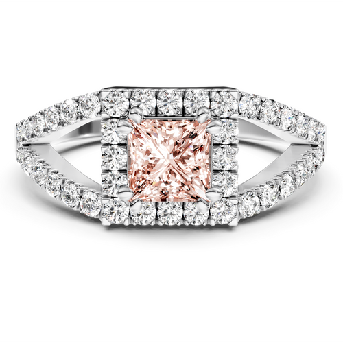 1.45-4.45 CT Princess & Round Cut Fancy Pink Diamonds - Engagement Ring