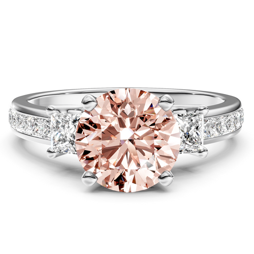 1.75-4.75 CT Princess & Round Cut Fancy Pink Diamonds - Engagement Ring