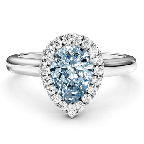 1.20-4.20 CT Pear & Round Cut Fancy Blue Diamonds - Engagement Ring