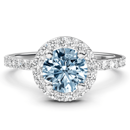 1.40 - 4.40 CT Round Cut Fancy Blue Diamonds - Engagement Ring - Primestyle.com