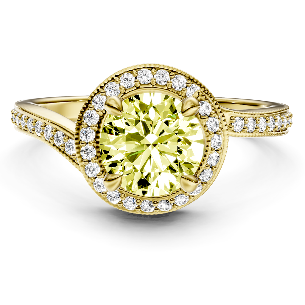 1.25-4.25 CT Round Cut Fancy Yellow Diamonds - Engagement Ring