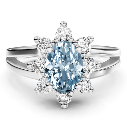 1.40-4.40 CT Oval & Round Cut Fancy Blue Diamonds - Engagement Ring