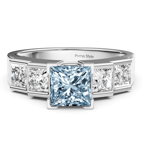1.80 - 4.80 CT Princess Cut Fancy Blue Diamonds - Engagement Ring - Primestyle.com