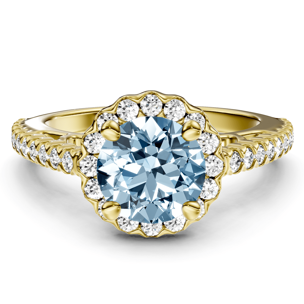 1.35-4.35 CT Round Cut Fancy Blue Diamonds - Engagement Ring