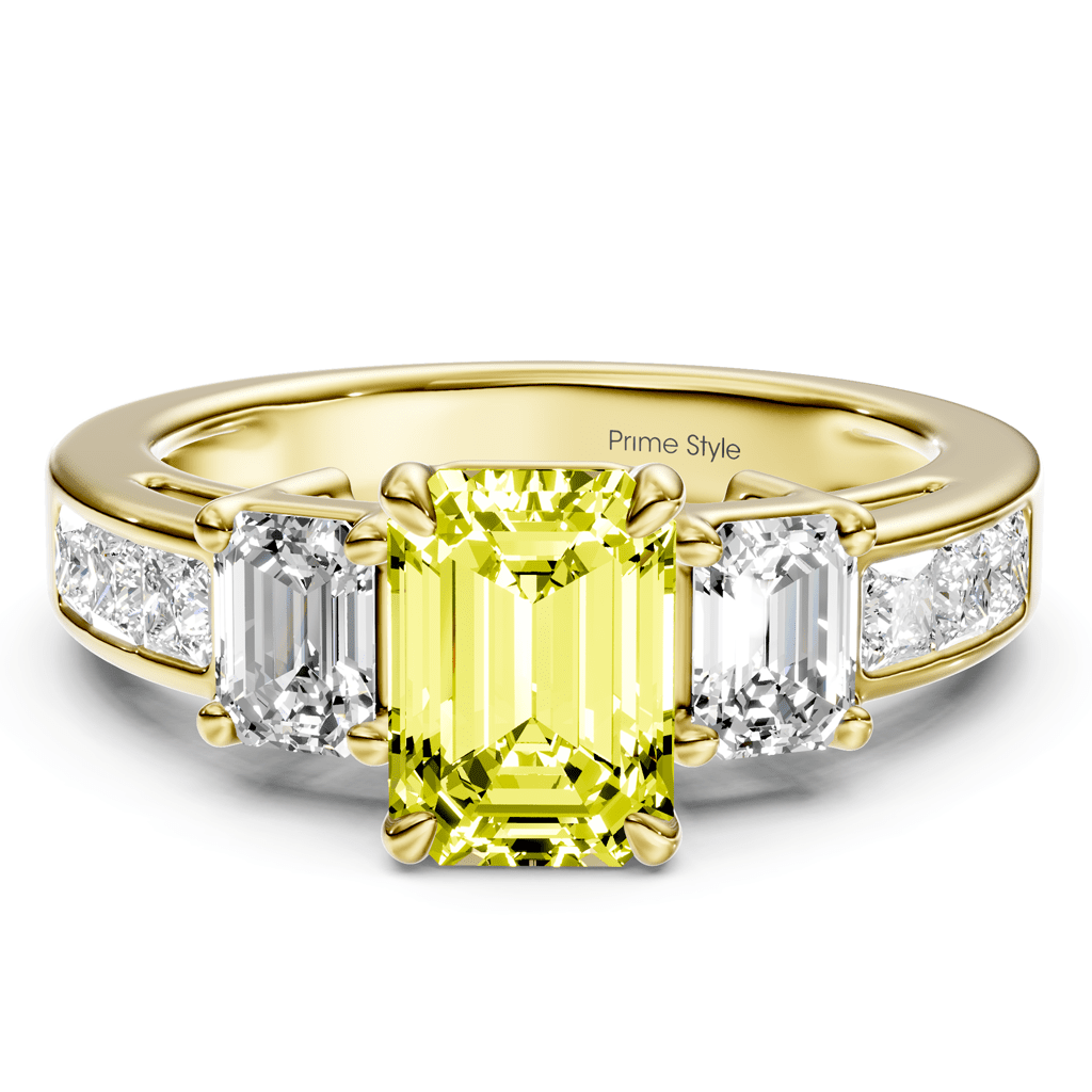 2.20-5.20 CT Emerald & Princess Cut Fancy Yellow Diamonds - Engagement Ring