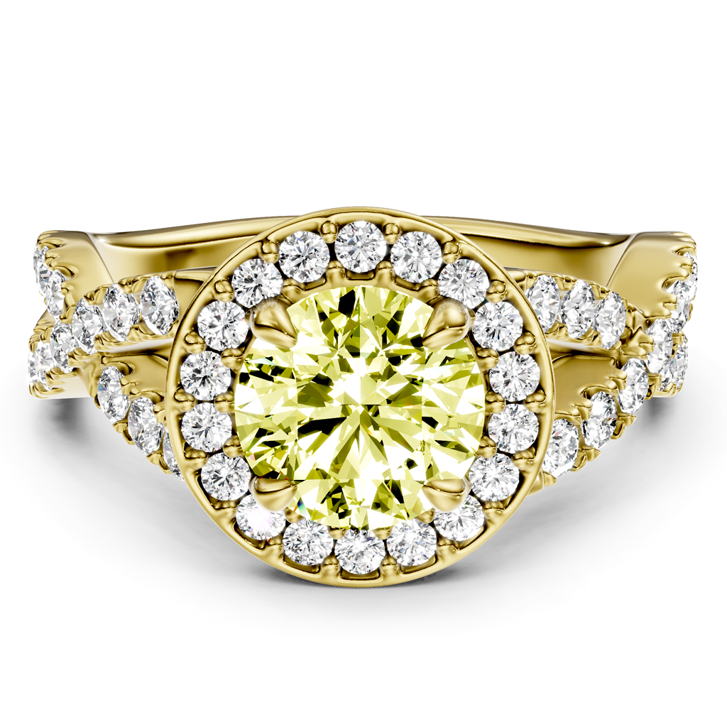 1.65-4.65 CT Round Cut Fancy Yellow Diamonds - Engagement Ring