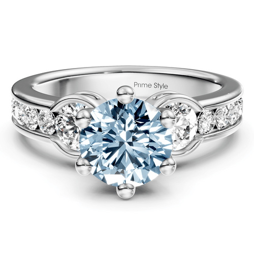 1.85 - 4.85 CT Round Cut Fancy Blue Diamonds - Engagement Ring - Primestyle.com
