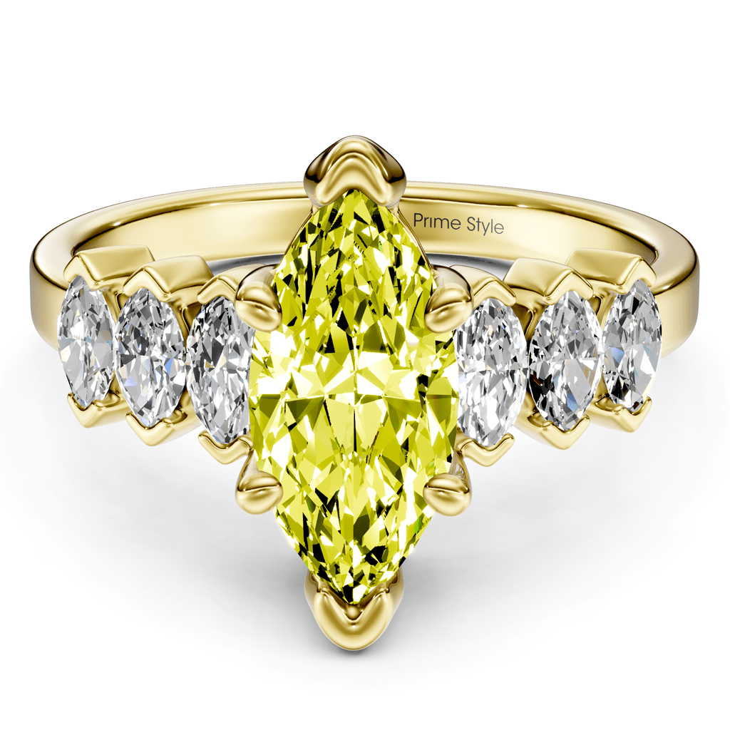 2.00-5.00 CT Marquise Cut Fancy Yellow Diamonds - Engagement Ring