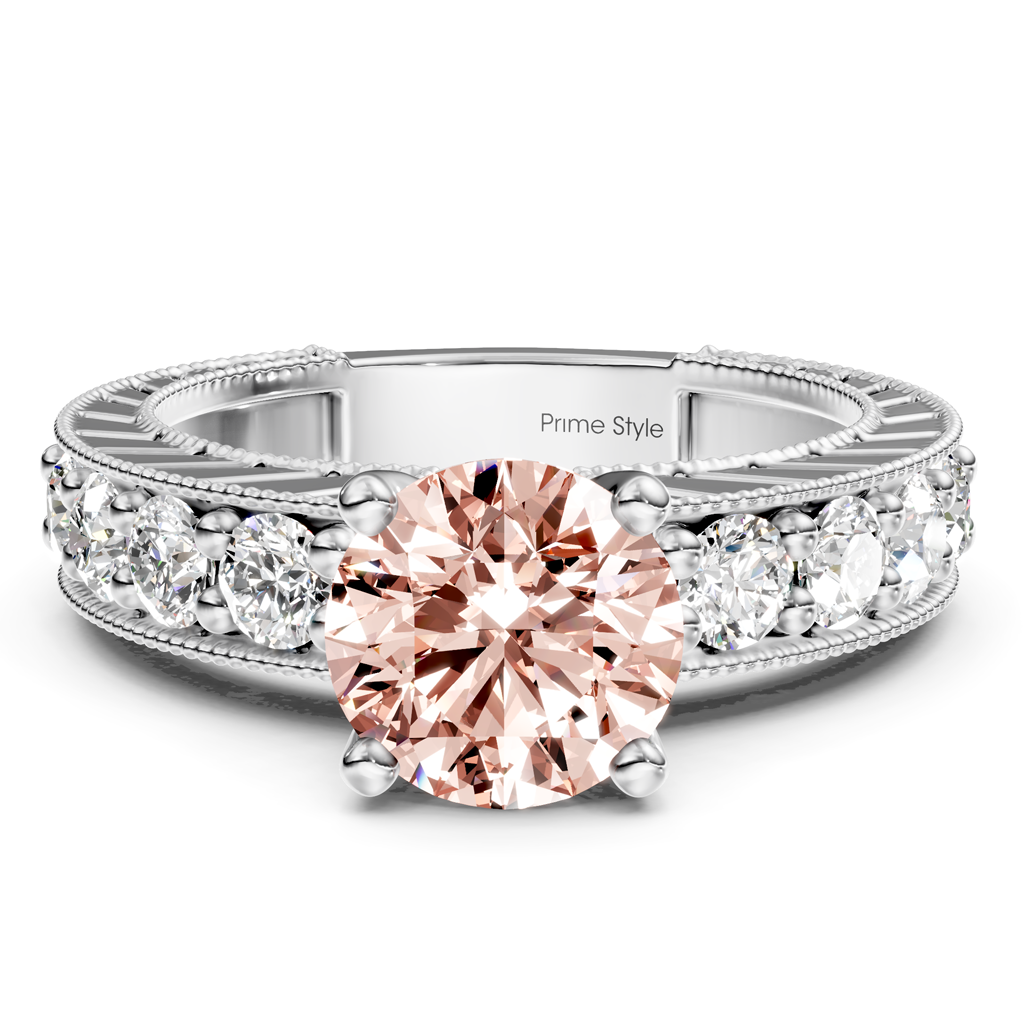 1.85-4.85 CT Princess &amp; Round Cut Fancy Pink Diamonds - Engagement Ring