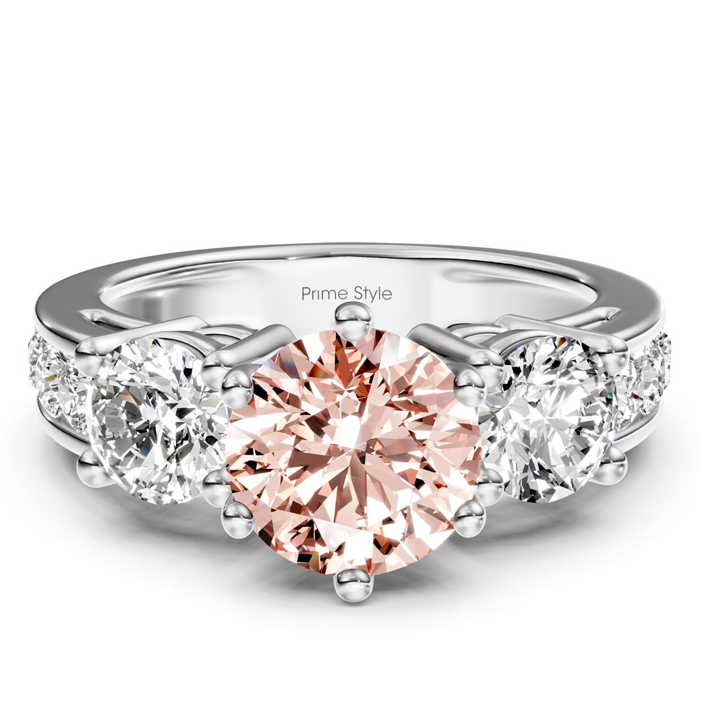 1.80-4.80 CT Princess &amp; Round Cut Fancy Pink Diamonds - Engagement Ring